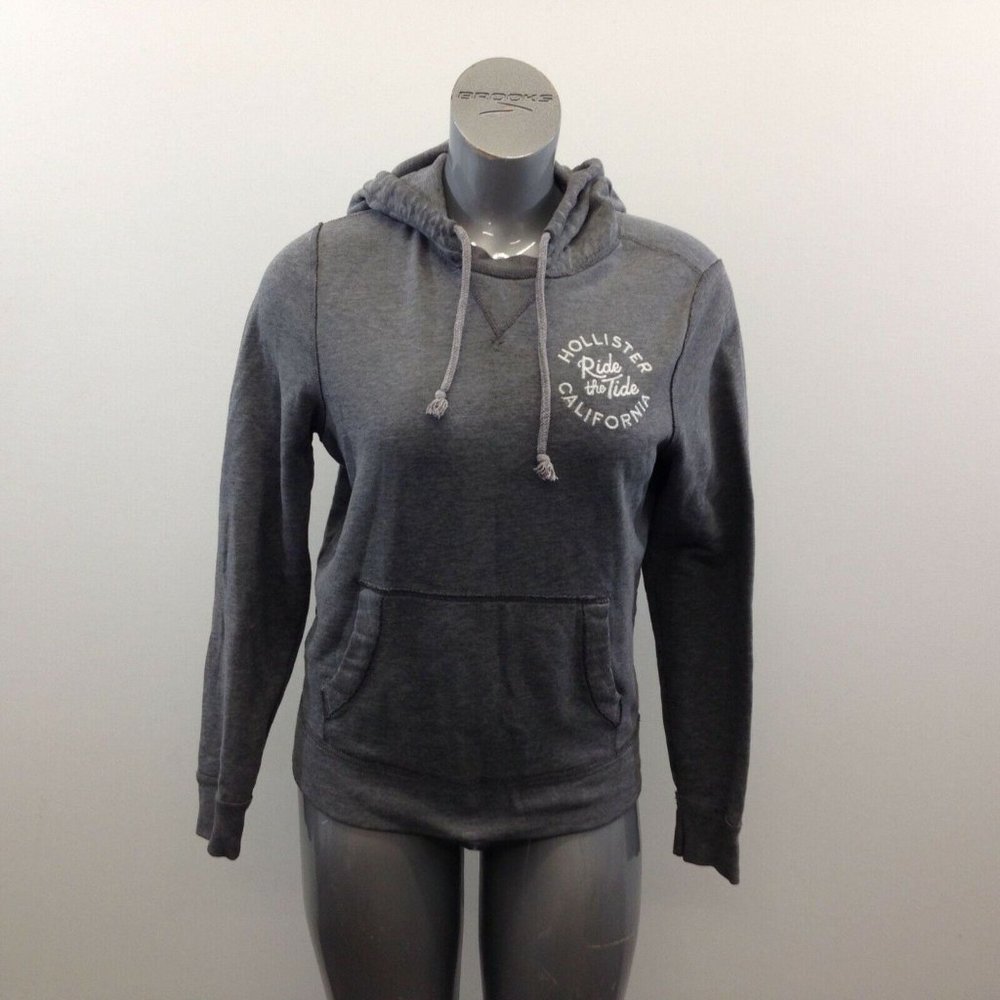 Hollister Hoodie Women's Size Small Gray Long Sleeve Cotton Blend Pullover